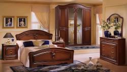 Комплект спальни Валерия 4 (кровать 1,6, тумба прикроватная-2шт., комод с зеркалом, шкаф 4-х дверный), орех