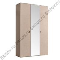 Шкаф 3-х дверный для платья и белья Rimini, латте/серебро (с зеркалом)