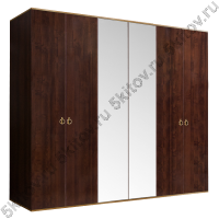 Шкаф 6-ти дверный для платья и белья Rimini, орех орегон/золото (с зеркалами)