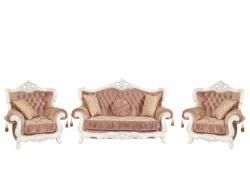 Комплект мягкой мебели Эсмеральда (диван 3-х местный раскладной, кресло 2шт.),белый,пудра