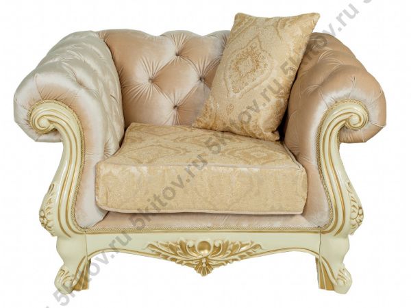 Комплект мягкой мебели Ассоль (диван 3-х местный раскладной, кресло 2шт.), крем золото в Москве купить в интернет магазине - 5 Китов