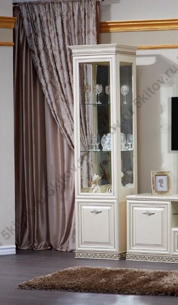Комплект гостиной Берта, жемчуг (витрина однодверная, витрина двухдверная, тумба тв) в Москве купить в интернет магазине - 5 Китов