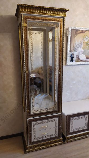 Комплект гостиной Палермо (витрина левая/правая, тумба тв), беж в Москве купить в интернет магазине - 5 Китов