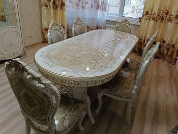 Стол раздвижной овальный Версаль на лапках 2,0м-2,4м + Стул Джоконда 6шт.