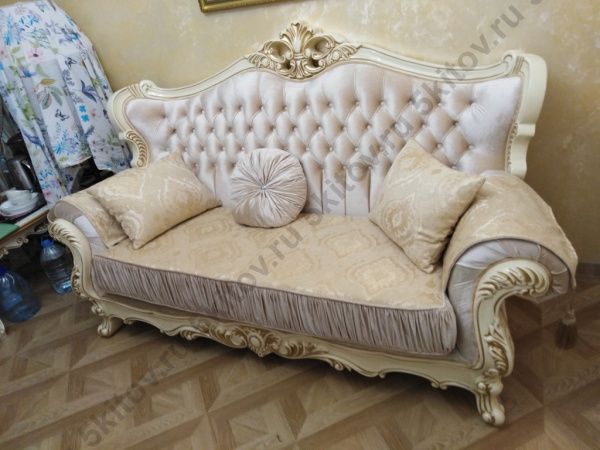 Комплект мягкой мебели Эсмеральда (диван 3-х местный раскладной, кресло 2шт.), крем золото в Москве купить в интернет магазине - 5 Китов