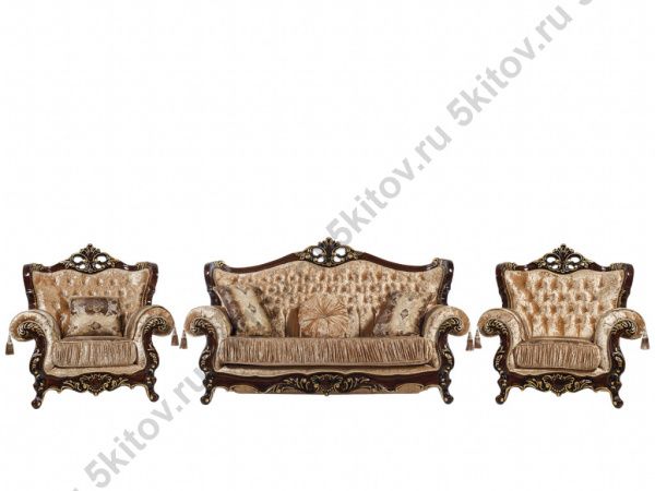 Комплект мягкой мебели Эсмеральда (диван 3-х местный раскладной, кресло 2шт.), орех в Москве купить в интернет магазине - 5 Китов