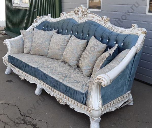 Комплект мягкой мебели Султан (диван 4-х местный раскладной, кресло 2шт.), белый,бирюза в Москве купить в интернет магазине - 5 Китов