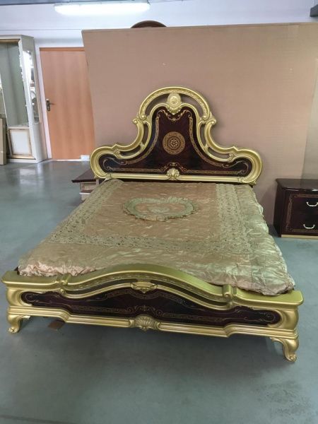 Комплект спальни Леди могано золото (кровать 1,7м, тумба прикроватная 2шт., комод с зеркалом, шкаф 4-х дверный) в Москве купить в интернет магазине - 5 Китов