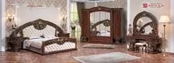 Комплект спальни Марелла АРД, орех фарина (кровать 1,8, тумба прикроватная 2шт., туалетный столик с зерк, пуф, шкаф 6дв.) в Москве купить в интернет магазине - 5 Китов