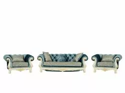 Комплект мягкой мебели Ассоль (диван 3-х местный раскладной, кресло 2шт.), крем (бирюза)