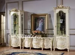 Комплект гостиной Магдалена (витрины левая,правая, тумба ТВ), слоновая кость в Москве купить в интернет магазине - 5 Китов
