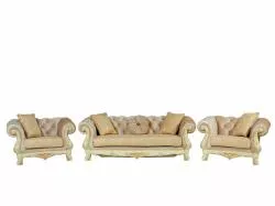 Комплект мягкой мебели Ассоль (диван 3-х местный раскладной, кресло 2шт.), крем золото