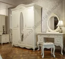 Шкаф 3-х дверный с зеркалом 8801 Фиоре Бьянко, цвет-ivory в Москве купить в интернет магазине - 5 Китов
