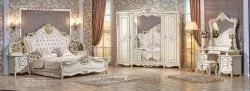Комплект спальни Джоконда люкс АРД, крем (кровать 1,8, тумба прикроватная 2шт., туалетный столик с зерк, пуф, шкаф 5дв.)