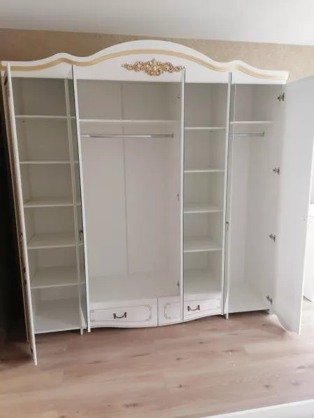 Комплект спальни Рим 5П, белый (кровать 1,6, тумба прикроватная-2шт., комод с зеркалом, шкаф 5-ти дверный) в Москве купить в интернет магазине - 5 Китов