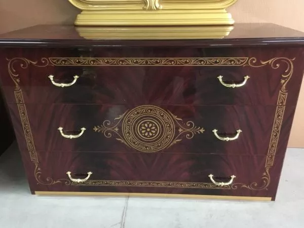 Комплект спальни Леди могано золото (кровать 1,7м, тумба прикроватная 2шт., комод с зеркалом, шкаф 4-х дверный) в Москве купить в интернет магазине - 5 Китов
