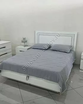 Кровать с подъёмным механизмом 1,6*2,0 Венеция белая глянцевая