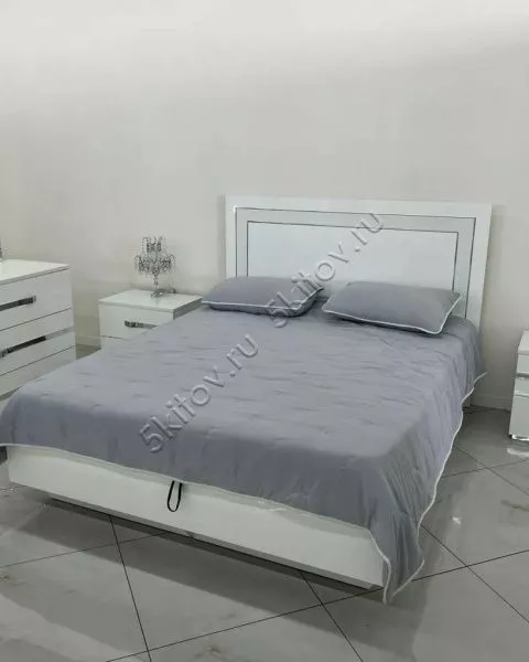 Кровать с подъёмным механизмом 1,6*2,0 Венеция белая глянцевая в Москве купить в интернет магазине - 5 Китов