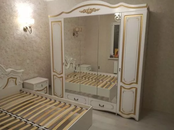 Комплект спальни Рим 5П, белый (кровать 1,6, тумба прикроватная-2шт., комод с зеркалом, шкаф 5-ти дверный) в Москве купить в интернет магазине - 5 Китов