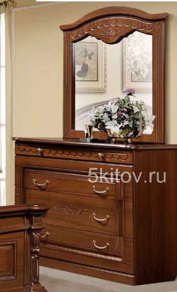 Комплект спальни Сорренто, темный орех (кровать 1,8, тумба прикр.-2 шт., комод с зерк, шкаф 6дв.) в Москве купить в интернет магазине - 5 Китов