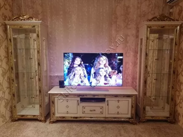 Комплект гостиной Катя беж (витрина 1 дверная левая/правая, тумба под ТВ) в Москве купить в интернет магазине - 5 Китов