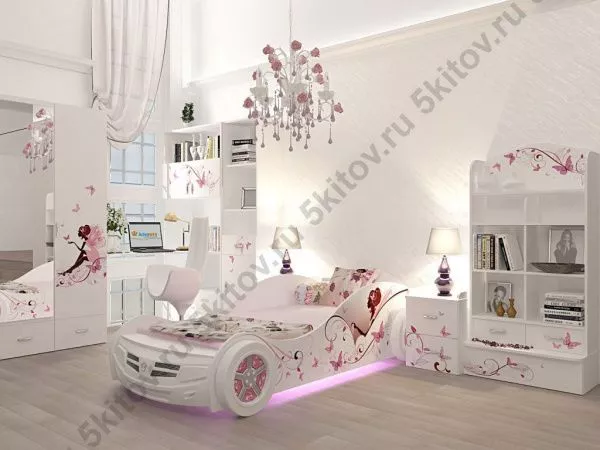 Кровать-машина 90*160 Фея, стразы Swarovski в Москве купить в интернет магазине - 5 Китов