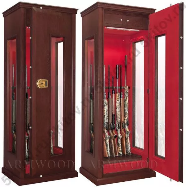 Оружейный сейф в дереве Armwood F6A9 G Mauer Flock Plus  (с бронестёклами) в Москве купить в интернет магазине - 5 Китов