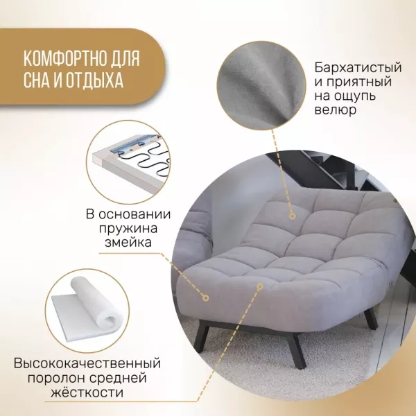 Кресло раскладное 1113 серое в Москве купить в интернет магазине - 5 Китов