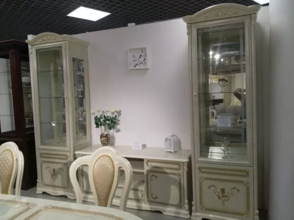 Комплект гостиной Роза - Талия (витрина однодверная 2шт., тумба тв), беж глянец в Москве купить в интернет магазине - 5 Китов