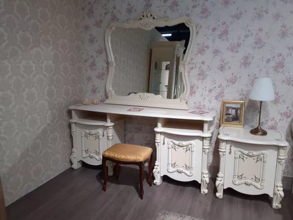 Комплект спальни Рафаэлла (кровать 1,8м, 2тумбы, туал.стол с зерк., шкаф 4 двери), слоновая кость в Москве купить в интернет магазине - 5 Китов