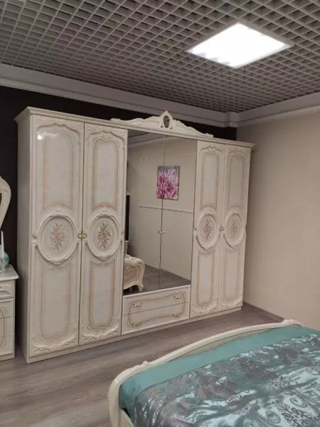 Шкаф шестидверный Роза, беж глянец в Москве купить в интернет магазине - 5 Китов