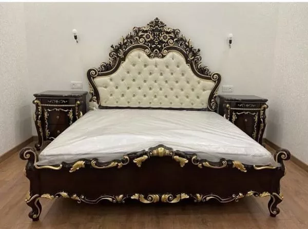 Комплект спальни Афина орех (Кровать 1,8, тумба прикроватная 2шт., туалетный стол с навесным зеркалом, пуф, шкаф 6 дверей) в Москве купить в интернет магазине - 5 Китов