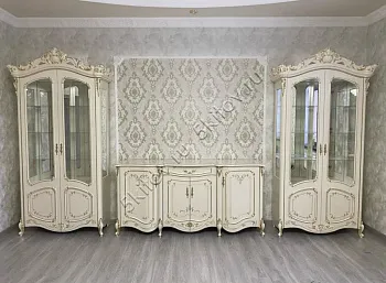 Комплект гостиной Элиза беж (витрина 2-х дверная 2шт., тумба тв) в Москве купить в интернет магазине - 5 Китов