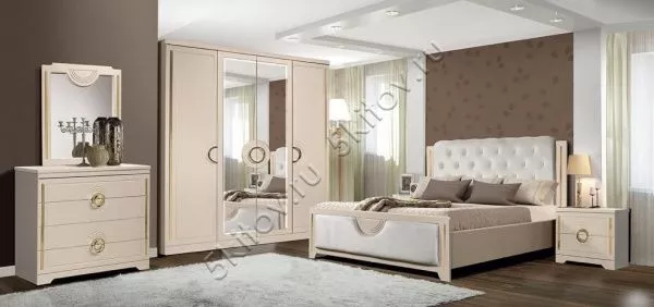 Спальный гарнитур Бодрум с 4-х дверным шкафом, капучино в Москве купить в интернет магазине - 5 Китов