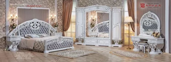 Туалетный стол с зеркалом + пуф Марелла, белый с серебром в Москве купить в интернет магазине - 5 Китов