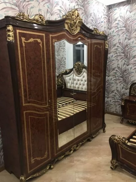 Комплект спальни Джоконда Диа, орех глянец (кровать 1,6м или 1,8м, 2тумбы, туалетный стол с зеркалом, шкаф 4 двери) в Москве купить в интернет магазине - 5 Китов