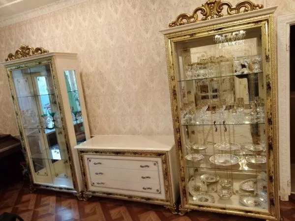 Комплект гостиной Катя беж (витрина 1 дверная левая или правая, Витрина 2-х дверная, тумба под ТВ) в Москве купить в интернет магазине - 5 Китов
