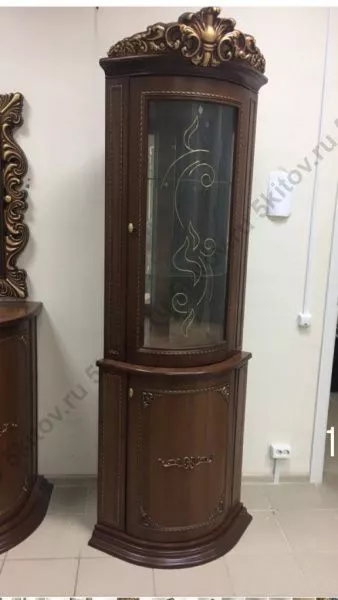 Витрина угловая Динара СК, орех в Москве купить в интернет магазине - 5 Китов