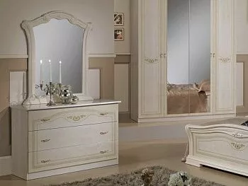 Комод с зеркалом Ирина, беж глянец