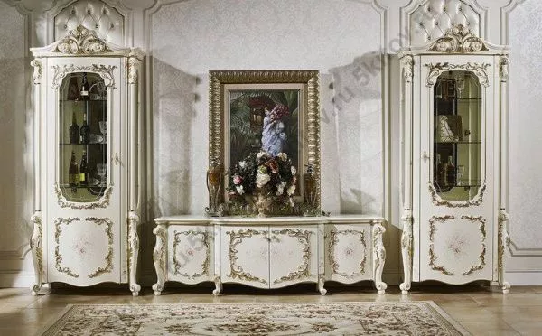 Комплект гостиной София KRS (витрины левая,правая, тумба ТВ),слоновая кость в Москве купить в интернет магазине - 5 Китов