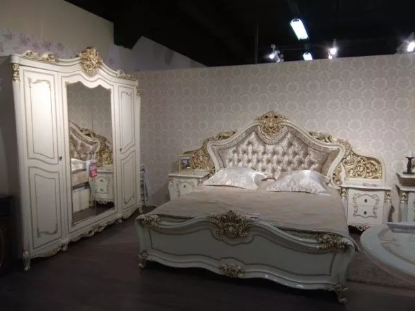 Комплект спальни Джоконда Диа, крем глянец (кровать 1,6м или 1,8м, 2тумбы, комод, шкаф 4двери) в Москве купить в интернет магазине - 5 Китов