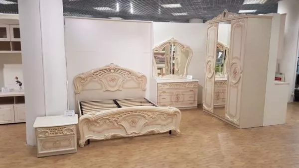 Тумба прикроватная Роза, беж глянец в Москве купить в интернет магазине - 5 Китов