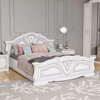Кровать 160х200 Грация белая с серебром