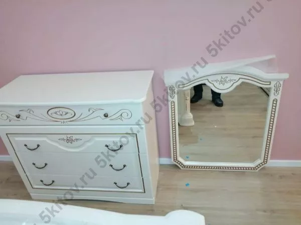Комплект спальни Сорренто беж (кровать 1,6, тумба прикр.-2 шт., комод с зерк, шкаф 4дв.) в Москве купить в интернет магазине - 5 Китов