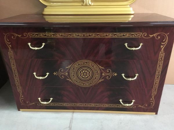 Комплект спальни Леди могано золото (кровать 1,7м, тумба прикроватная 2шт., комод с зеркалом, шкаф 4-х дверный) в Москве купить в интернет магазине - 5 Китов