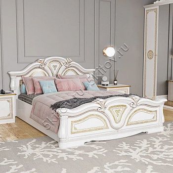 Кровать 160х200 Грация белая с золотом