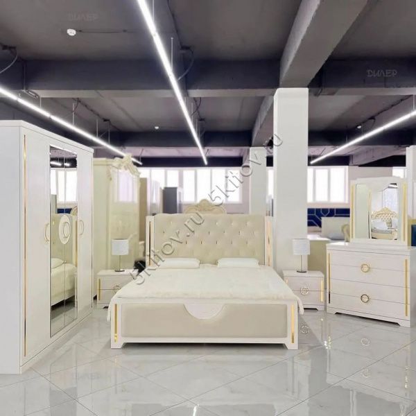 Спальный гарнитур Бодрум белый с 4-х дверным шкафом в Москве купить в интернет магазине - 5 Китов