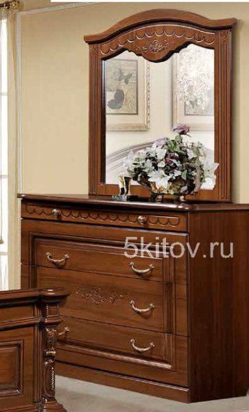 Комплект спальни Сорренто, темный орех (кровать 1,8, тумба прикр.-2 шт., комод с зерк, шкаф 6дв.) в Москве купить в интернет магазине - 5 Китов
