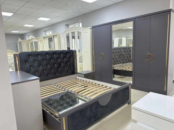 Спальный гарнитур Бодрум серый с 6-и дверным шкафом в Москве купить в интернет магазине - 5 Китов