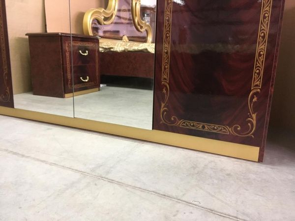 Комплект спальни Леди могано золото (кровать 1,7м, тумба прикроватная 2шт., комод с зеркалом, шкаф 4-х дверный) в Москве купить в интернет магазине - 5 Китов